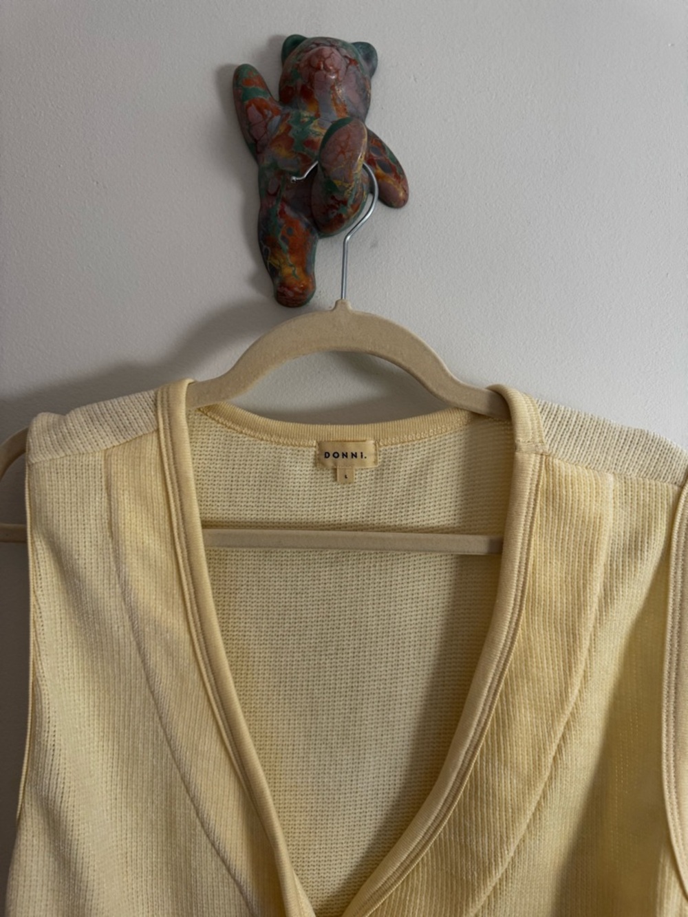 DONNI. Yellow Chenille Button-Front Tank Vest - Picture 7 of 7